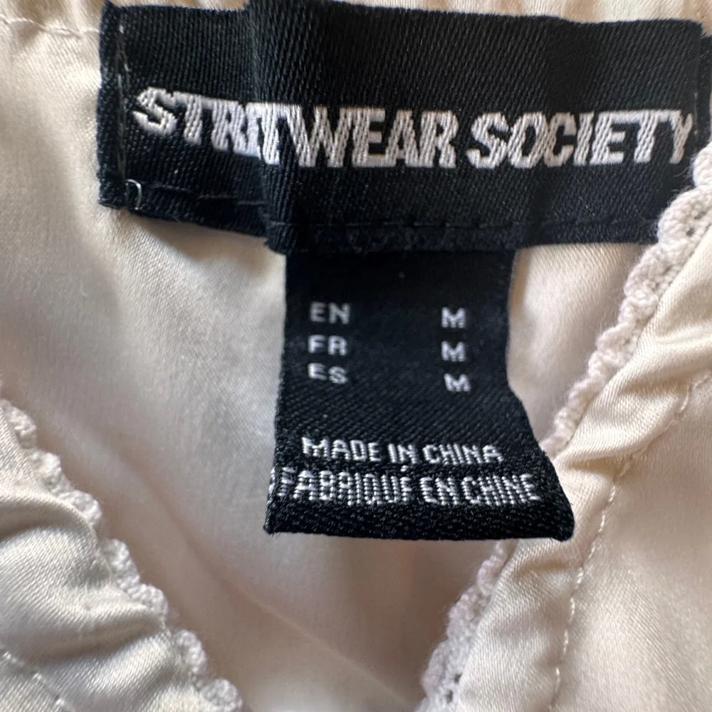 Y2K Streetwear Society Babydoll Camisole Top Womens  M Cream Satin Bow Coquette - Picture 4 of 10